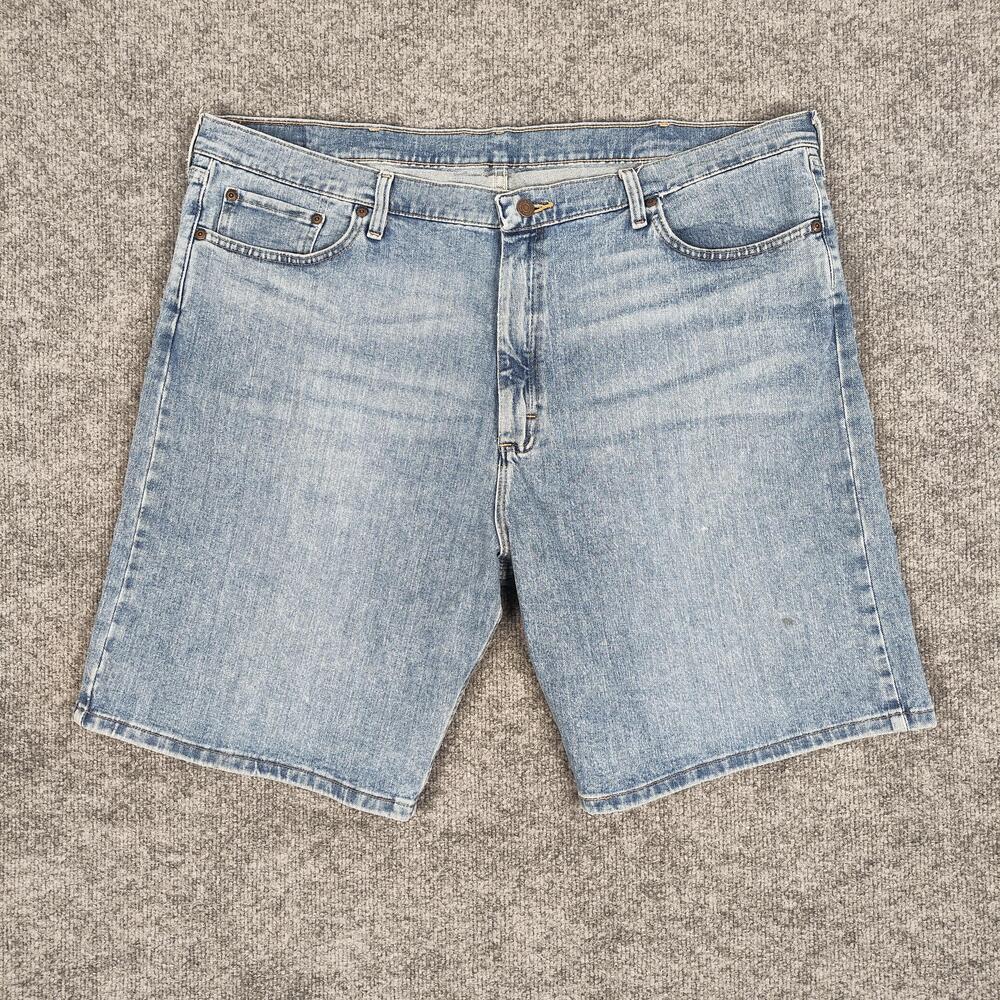 Wrangler Shorts Mens 42 Blue Relaxed Fit Denim Jean Bermuda Light Wash 606WFSN